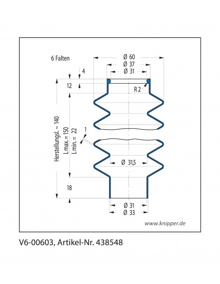 Vouwbalg V6-00603 CFW Simrit Simrit V6-standaard programma