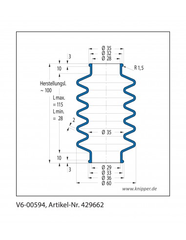 Fuelle de proteccion V6-00594 Freudenberg ehemals CFW und Simrit Simrit V6-programa estándar