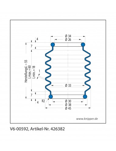 Soufflet V6-00592 Freudenberg ehemals CFW und Simrit Soufflets Simrit V6-programme standard