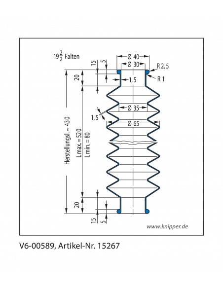 Vouwbalg V6-00589 CFW Simrit Simrit V6-standaard programma