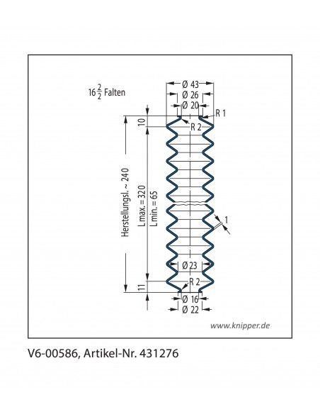 Vouwbalg V6-00586 CFW Simrit Simrit V6-standaard programma