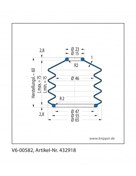 Vouwbalg V6-00582 CFW Simrit Simrit V6-standaard programma