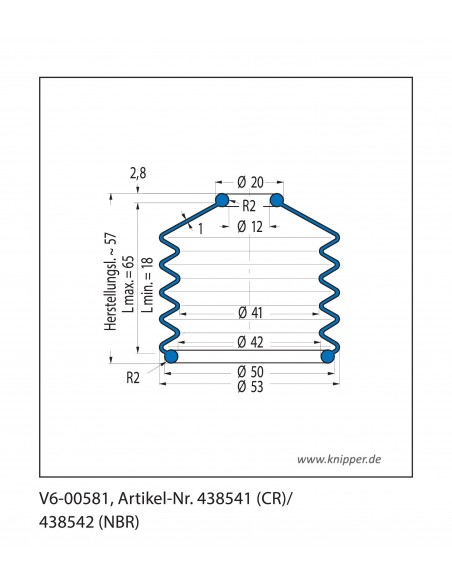 Vouwbalg V6-00581 CFW Simrit Simrit V6-standaard programma