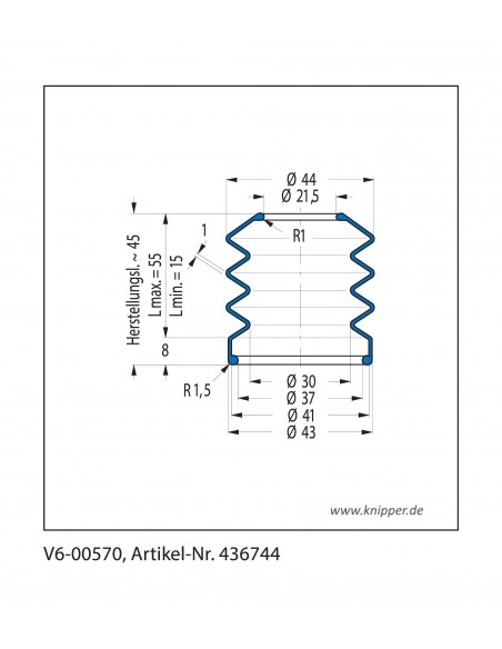 Vouwbalg V6-00570 CFW Simrit Simrit V6-standaard programma
