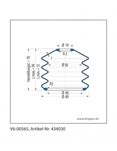 Vouwbalg V6-00565 CFW Simrit Simrit V6-standaard programma