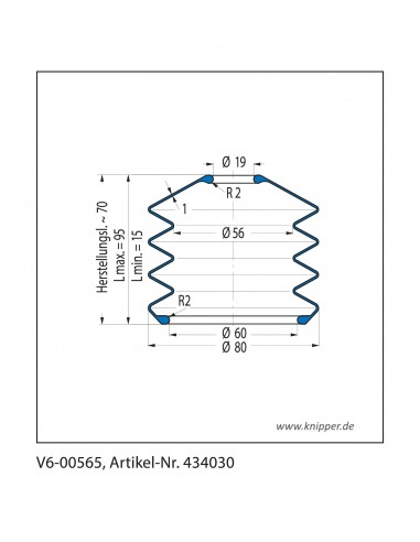 Soufflet V6-00565 Freudenberg ehemals CFW und Simrit Soufflets Simrit V6-programme standard