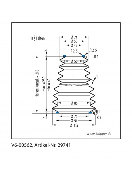 Soffietto V6-00562 CFW Simrit Simrit V6-programma standard v