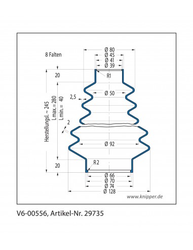 Soufflet V6-00556 Freudenberg ehemals CFW und Simrit Soufflets Simrit V6-programme standard