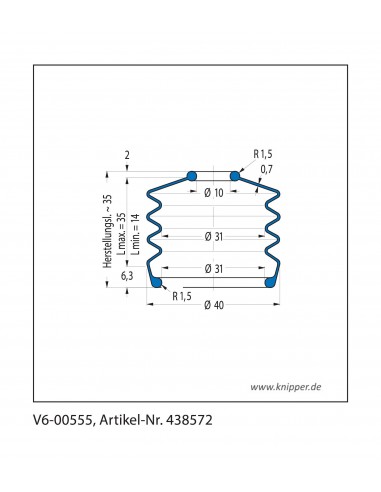 Soffietto V6-00555 Freudenberg ehemals CFW und Simrit Simrit V6-programma standard v