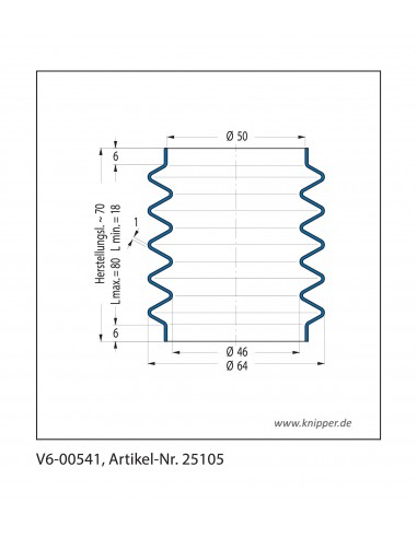 Soufflet V6-00541 Freudenberg ehemals CFW und Simrit Soufflets Simrit V6-programme standard