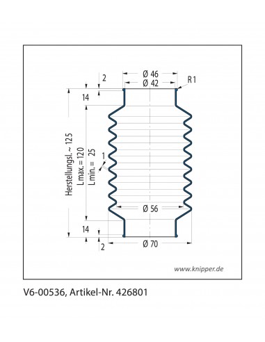 Soffietto V6-00536 Freudenberg ehemals CFW und Simrit Simrit V6-programma standard v