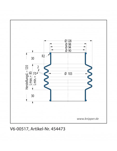 Vouwbalg V6-00517 CFW Simrit Simrit V6-standaard programma