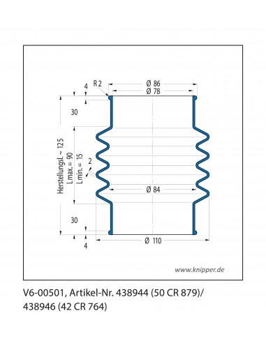 Soufflet V6-00501 Freudenberg ehemals CFW und Simrit Soufflets Simrit V6-programme standard