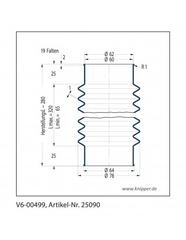 Soufflet V6-00499 Freudenberg ehemals CFW und Simrit Soufflets Simrit V6-programme standard