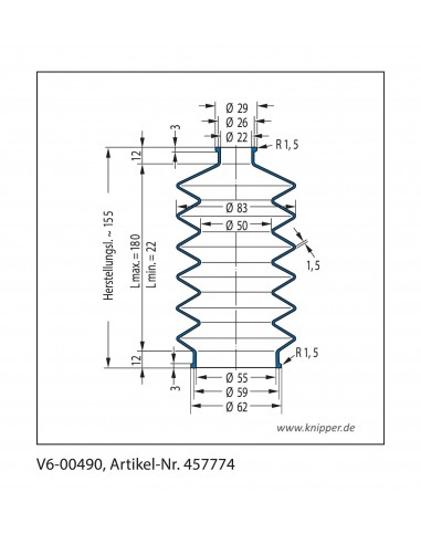 Fuelle de proteccion V6-00490 Freudenberg ehemals CFW und Simrit Simrit V6-programa estándar