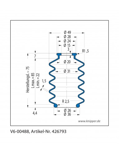 Fuelle de proteccion V6-00488 Freudenberg ehemals CFW und Simrit Simrit V6-programa estándar