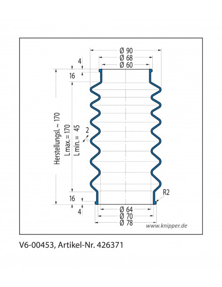Vouwbalg V6-00453 CFW Simrit Simrit V6-standaard programma