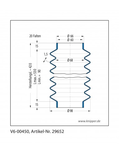 Soufflet V6-00450 Freudenberg ehemals CFW und Simrit Soufflets Simrit V6-programme standard