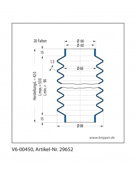 Vouwbalg V6-00450 CFW Simrit Simrit V6-standaard programma