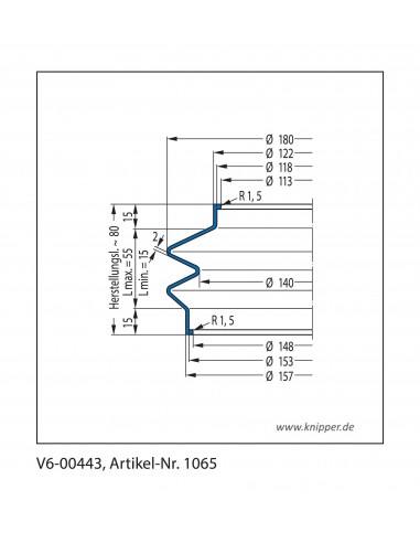 Soffietto V6-00443 Freudenberg ehemals CFW und Simrit Simrit V6-programma standard v