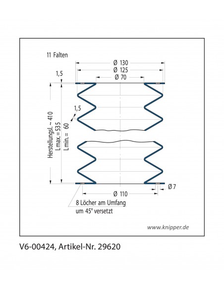 Vouwbalg V6-00424 CFW Simrit Simrit V6-standaard programma