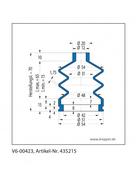 Vouwbalg V6-00423 CFW Simrit Simrit V6-standaard programma