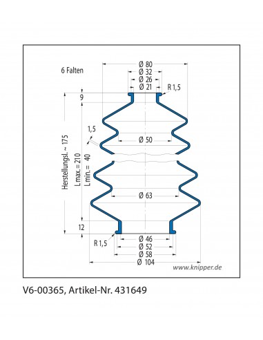 Fuelle de proteccion V6-00365 Freudenberg ehemals CFW und Simrit Simrit V6-programa estándar