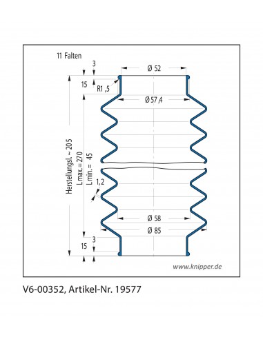 Soffietto V6-00352 Freudenberg ehemals CFW und Simrit Simrit V6-programma standard v