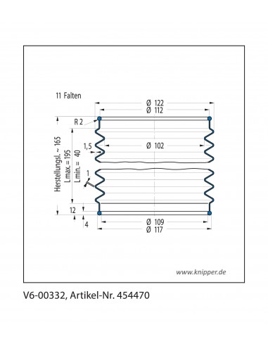 Soffietto V6-00332 Freudenberg ehemals CFW und Simrit Simrit V6-programma standard v