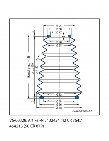 Protection Bellow V6-00328 Freudenberg ehemals CFW und Simrit Simrit V6-standard range