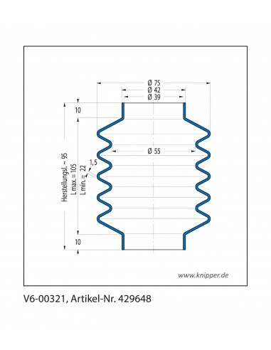 Fuelle de proteccion V6-00321 Freudenberg ehemals CFW und Simrit Simrit V6-programa estándar