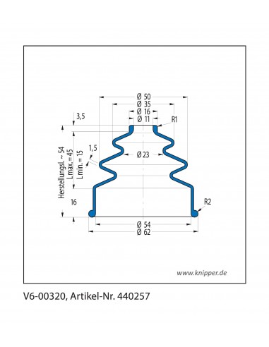 Protection Bellow V6-00320 Freudenberg ehemals CFW und Simrit Simrit V6-standard range