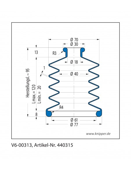 Vouwbalg V6-00313 CFW Simrit Simrit V6-standaard programma