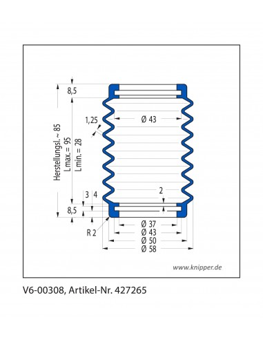 Soufflet V6-00308 Freudenberg ehemals CFW und Simrit Soufflets Simrit V6-programme standard