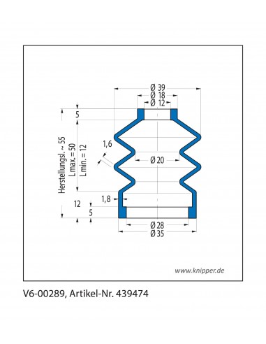 soffietto V6-00289 Freudenberg ehemals CFW und Simrit Simrit V6-programma standard v