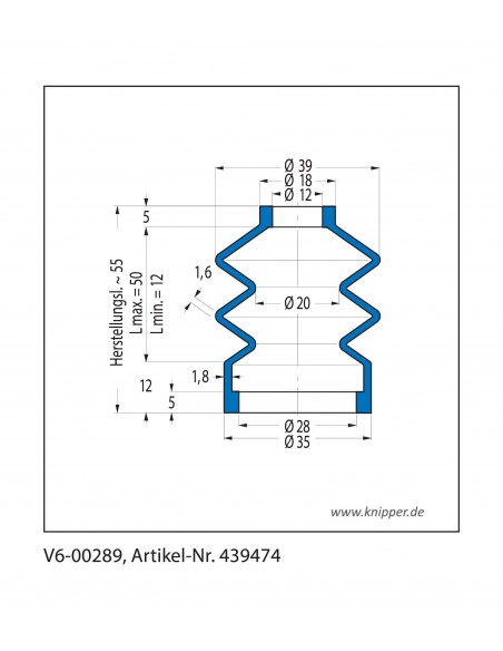 Vouwbalg V6-00289 CFW Simrit Simrit V6-standaard programma