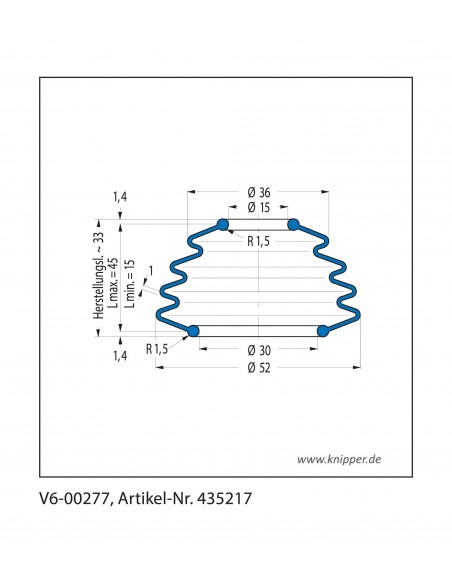 Vouwbalg V6-00277 CFW Simrit Simrit V6-standaard programma