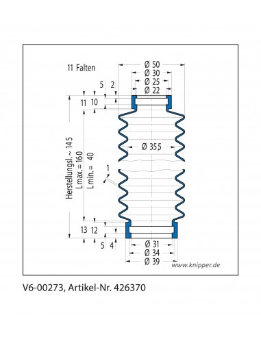 Soffietto V6-00273 Freudenberg ehemals CFW und Simrit Simrit V6-programma standard v