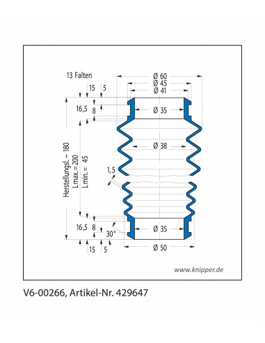 Soufflet V6-00266 Freudenberg ehemals CFW und Simrit Soufflets Simrit V6-programme standard