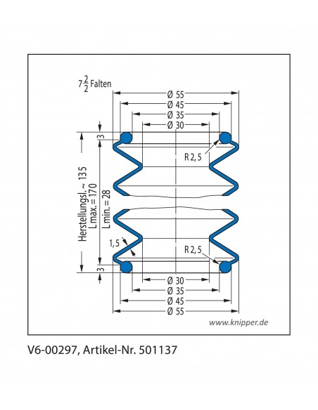 Vouwbalg V6-00297 CFW Simrit Simrit V6-standaard programma