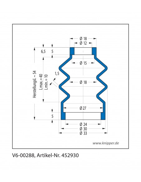 Vouwbalg V6-00288 CFW Simrit Simrit V6-standaard programma
