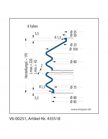 Vouwbalg V6-00251 CFW Simrit Simrit V6-standaard programma