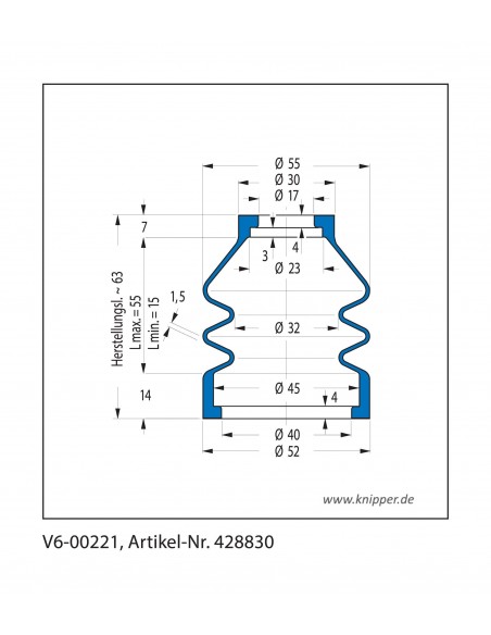 Vouwbalg V6-00221 CFW Simrit Simrit V6-standaard programma