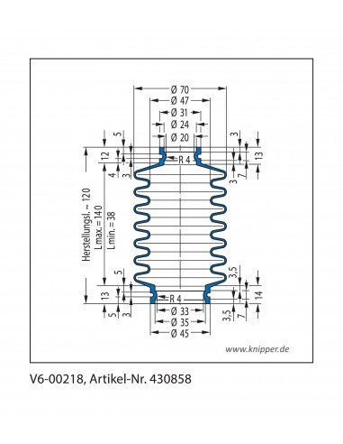 Soufflet V6-00218 Freudenberg ehemals CFW und Simrit Soufflets Simrit V6-programme standard