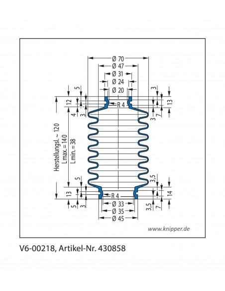 Vouwbalg V6-00218 CFW Simrit Simrit V6-standaard programma