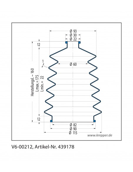 Vouwbalg V6-00212 CFW Simrit Simrit V6-standaard programma