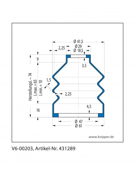 Vouwbalg V6-00203 CFW Simrit Simrit V6-standaard programma