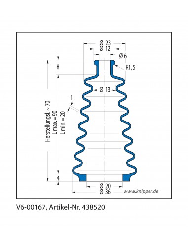 Soffietto V6-00167 Freudenberg ehemals CFW und Simrit Simrit V6-programma standard v