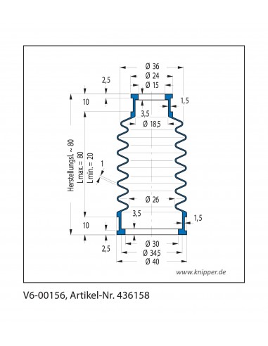 Soffietto V6-00156 Freudenberg ehemals CFW und Simrit Simrit V6-programma standard v