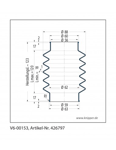 Fuelle de proteccion V6-00153 Freudenberg ehemals CFW und Simrit Simrit V6-programa estándar